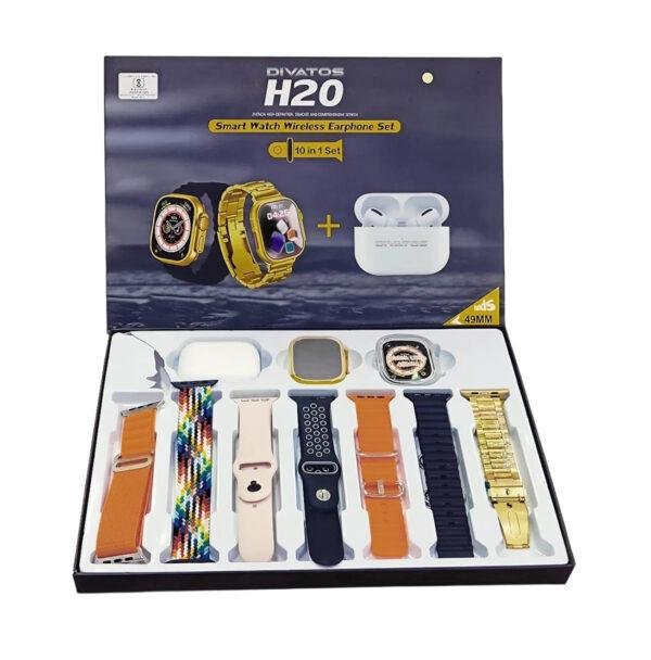 Divatos H20 Smartwatch and Wireless Earphone Airpods Earbuds Set (10 in 1 Set)