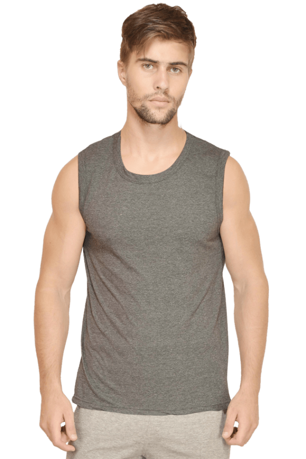 Plain Round Neck Sleeveless Men T-Shirt