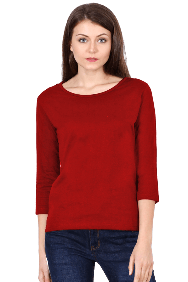 Plain Round Neck Full Sleeve Women T-Shirt