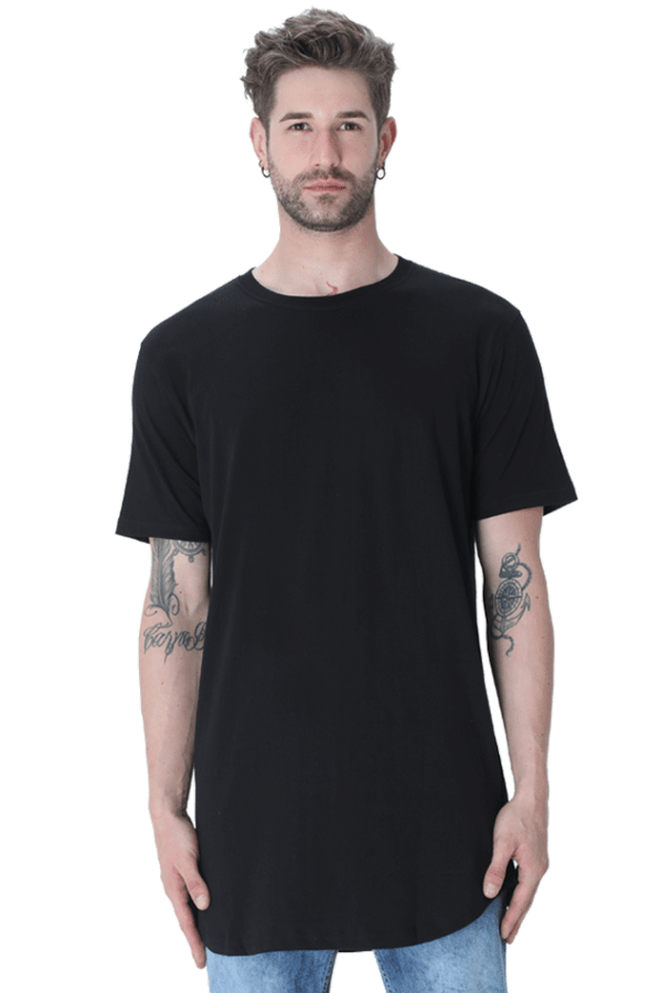 Plain Longline Curved Men T-Shirt