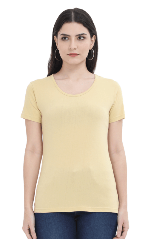Plain Cotton Round Neck T-Shirt for Women