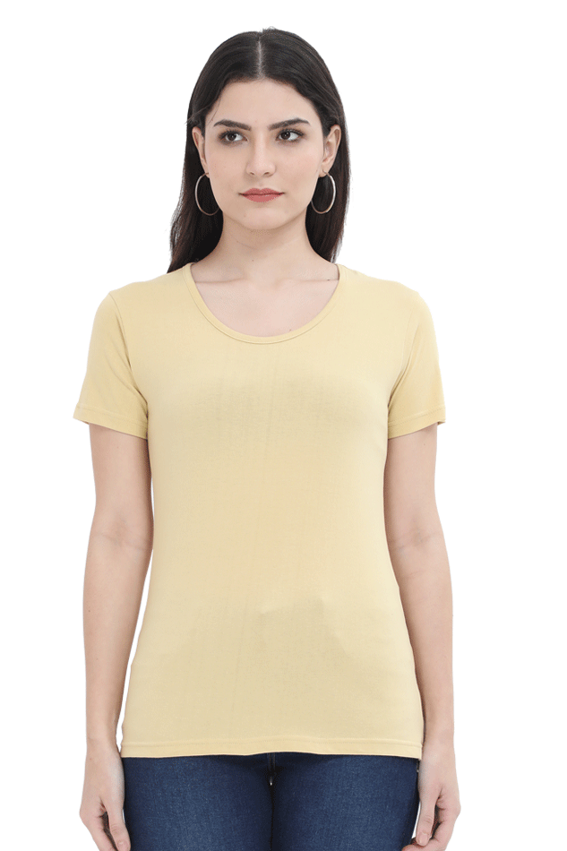 Plain Cotton Round Neck T-Shirt for Women