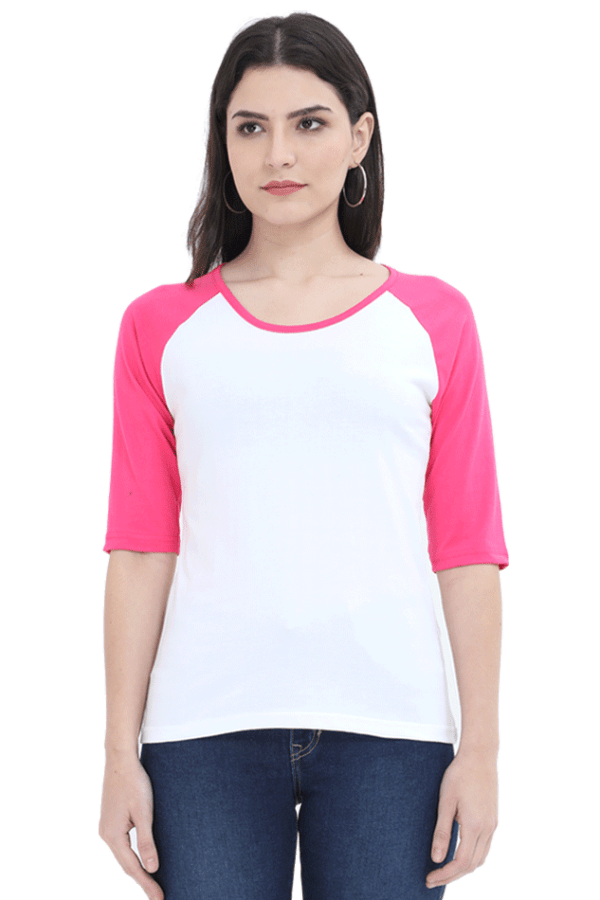 Plain Raglan Full Sleeve Women T-Shirt