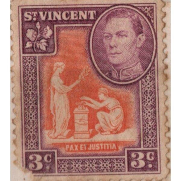 3 St. Vincent Pax Et Justitia Used Stamp