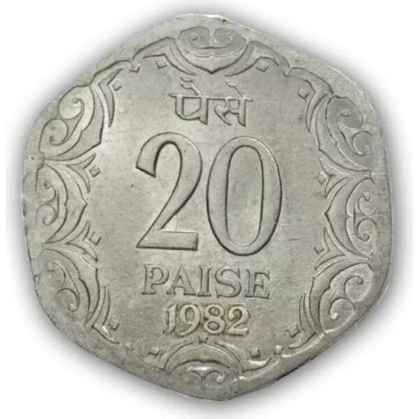 20 Twenty Paise 1982 Genuine Vintage Coin
