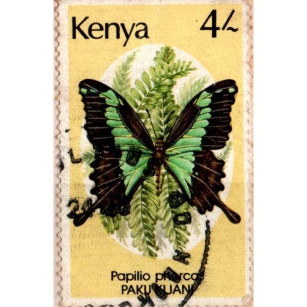 4 Kenya Papilio Pnerca Paku kijani Used Stamp