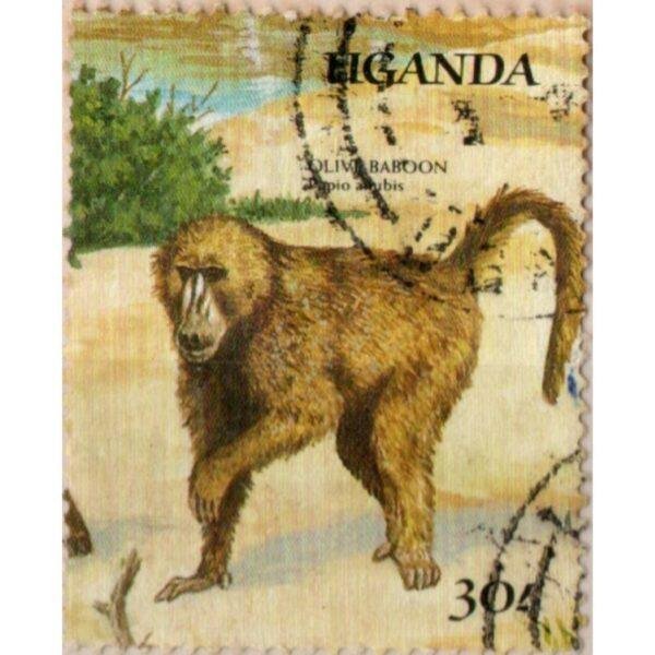 30 Uganda Olive Baboon Used Stamp