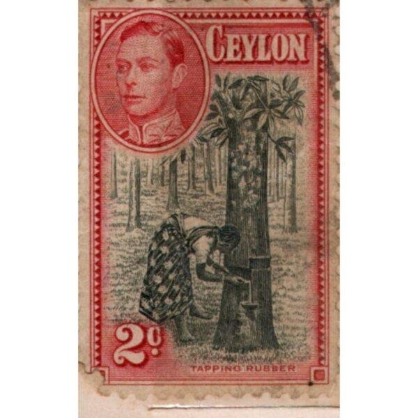 2 Ceylon Tapping Rubber Used Stamp