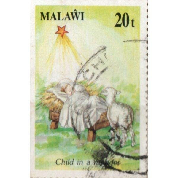 20 Malawi Child In A Manger Used Stamp
