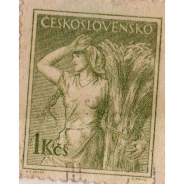 1 Ceskoslovensko Used Stamp (Green)