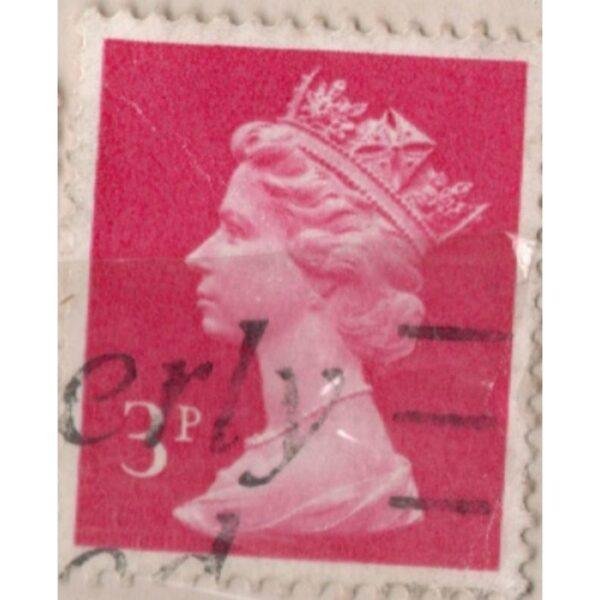 3 Queen With Crown Used Stamp (Pink)