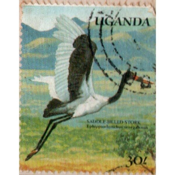30 Uganda Saddle Billed Stork Used Stamp