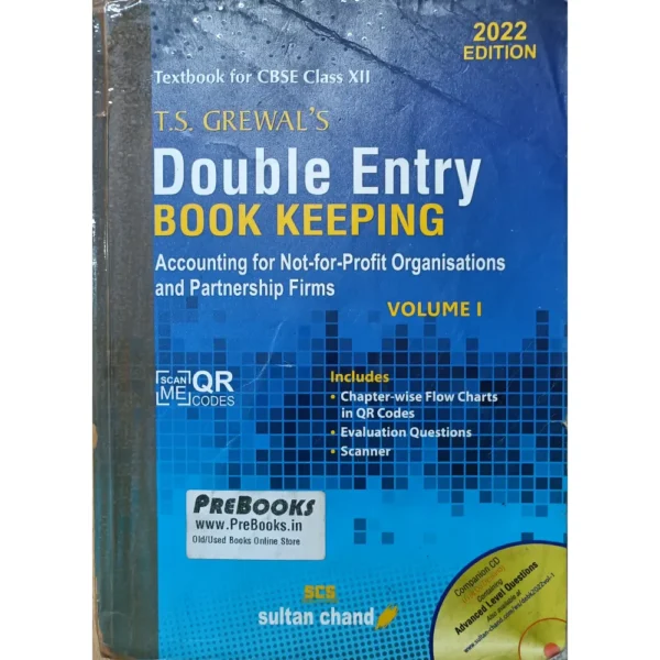 TS Grewal's Double Entry Book Keeping Accounting for Not for Profit Organizations and Partnership Firms Volume 1 Textbook for CBSE Class 12