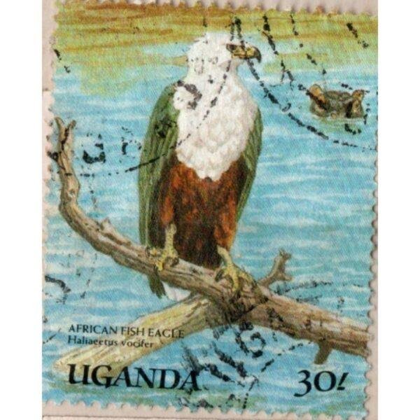 30 Uganda African Fish Eagle Used Stamp