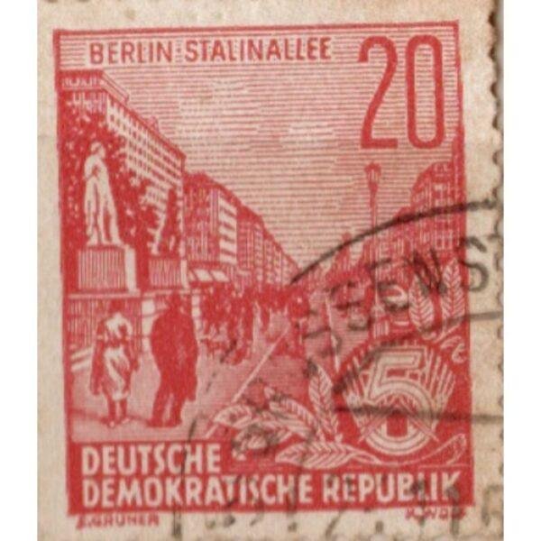 20 Deutsche Demokratische Republik Berlin Stalinallee Used Stamp
