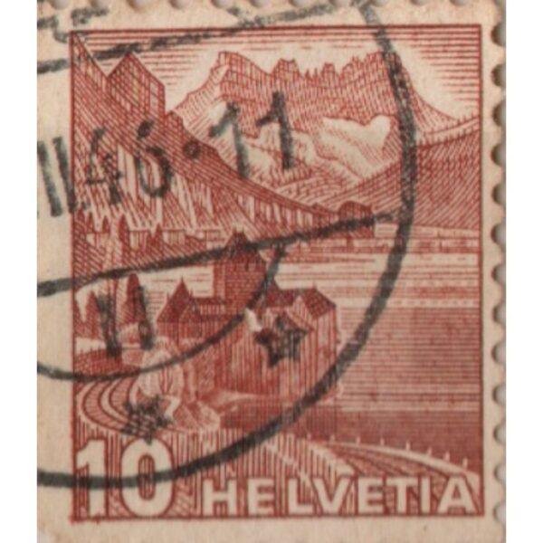 10 Helvetia Used Stamp (Brown)
