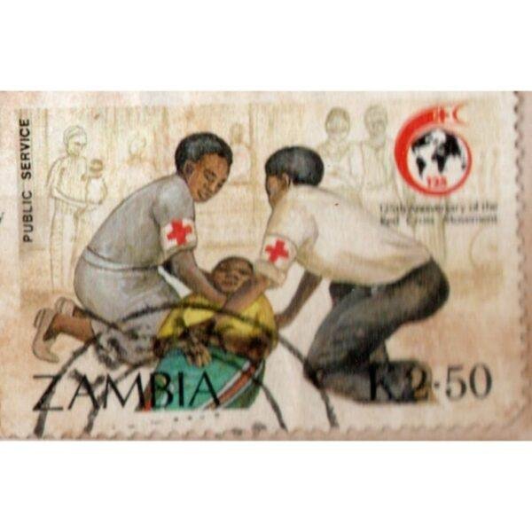 2.50 Zambia 125th Anniversary Of The Red Cross Movement Used Stamp
