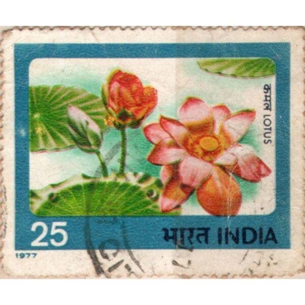 25 India Lotus Used Stamp