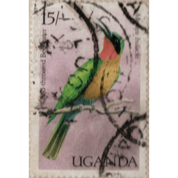 15 Uganda Red Throated Bee Eater Used Stamp