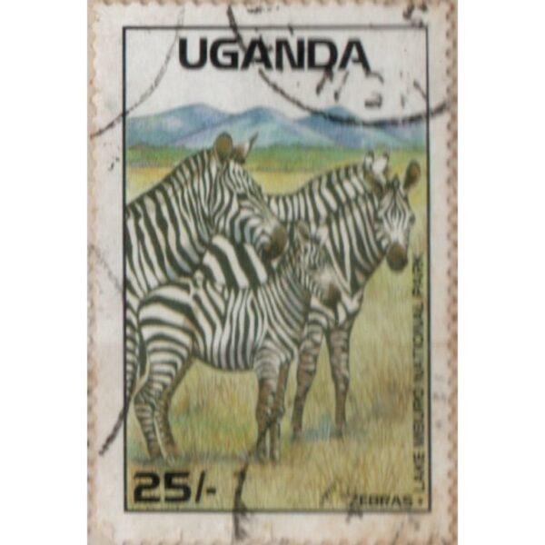 25 Uganda Zebras Used Stamp