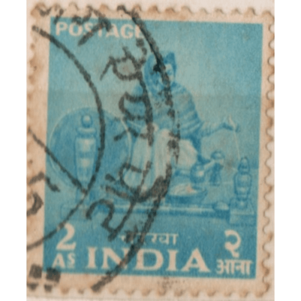 2 India Postage Charkha Used Stamp
