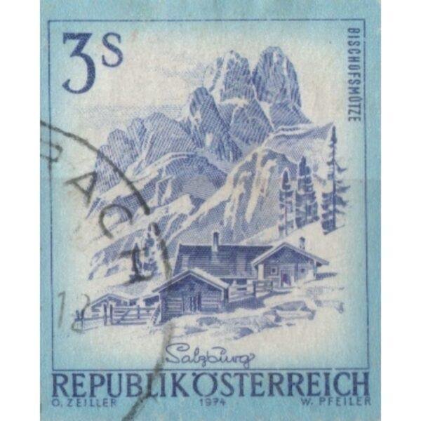 3 Republik Osterreich Bischofsmotze Salzburg Used Stamp