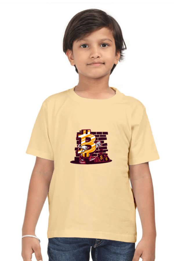 Bitcoin Graphic Printed Round Neck Half Sleeve Classic T-Shirt for Boy