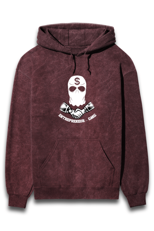 Graphic Printed Unisex Acid Wash Hooded Sweatshirt