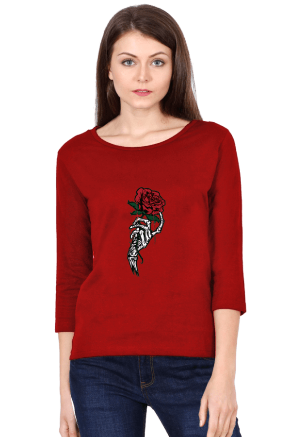 Graphic Printed Full Sleeve Cotton T-Shirt for Women