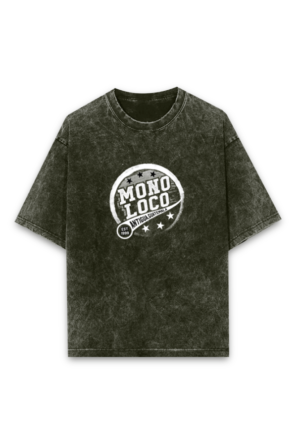 Mono Loco Printed Acid Wash Cotton Oversized Unisex T-Shirt