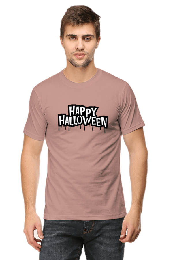 Happy Halloween Printed Round Neck Half Sleeve T-Shirt for Men