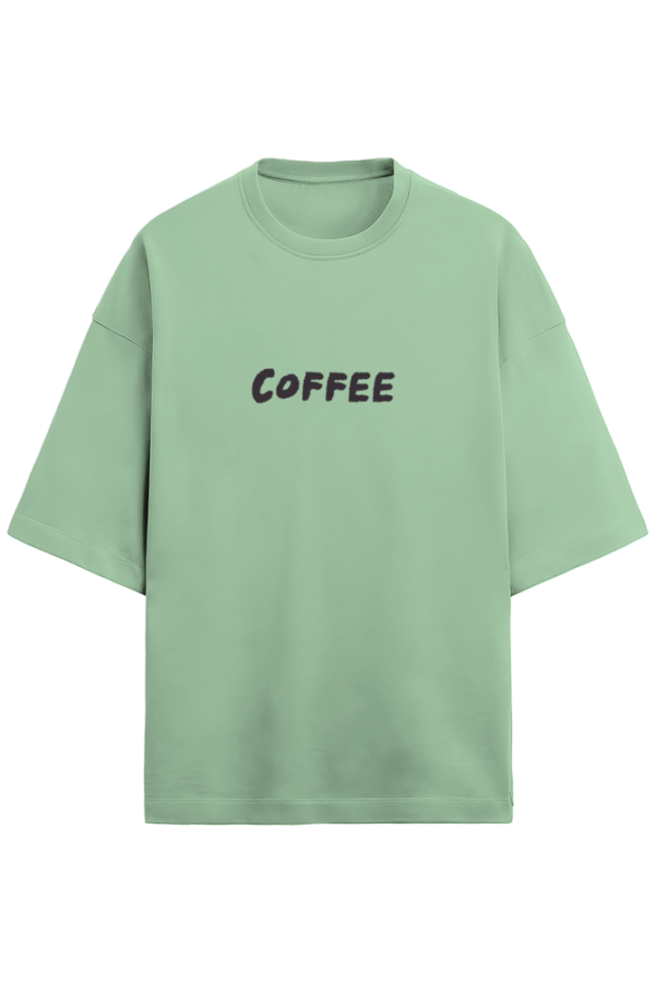 Coffee Text Printed Unisex Cotton Oversized T-Shirt