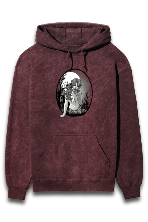Graphic Printed Acid Wash Hooded Unisex Sweatshirt