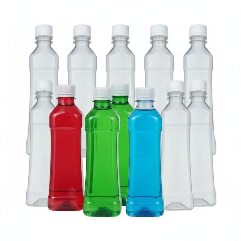 500ML Square Plastic Transparent Disposable Bottle with White Cap